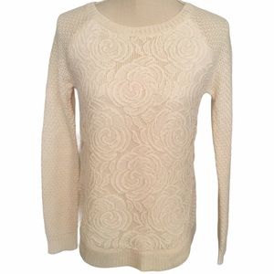 Cloud Chaser Lace Front Pullover Sweater S
